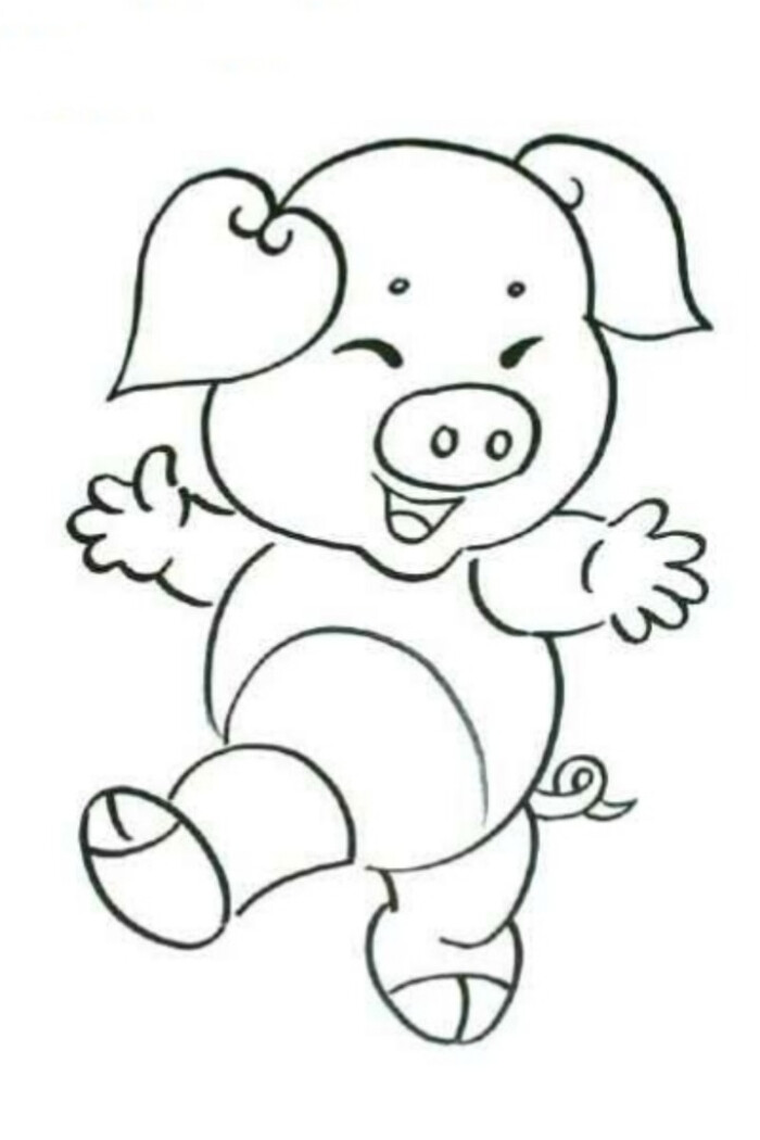 卡通版十二生肖简笔画——猪