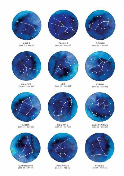 星座 水彩 星空 手帐素材