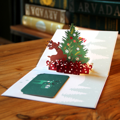 圣诞节贺卡立体圣诞树创意圣诞卡片儿童新年特别礼物商务定制logo
