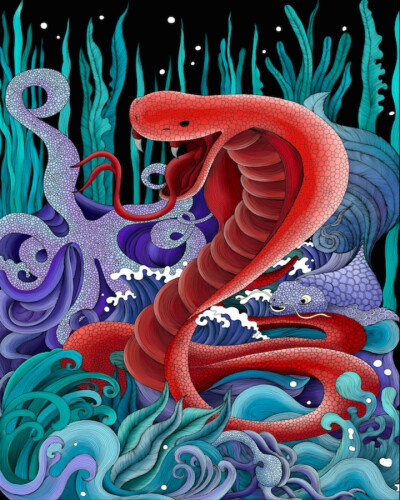 十二生肖绘画壁纸——巳蛇