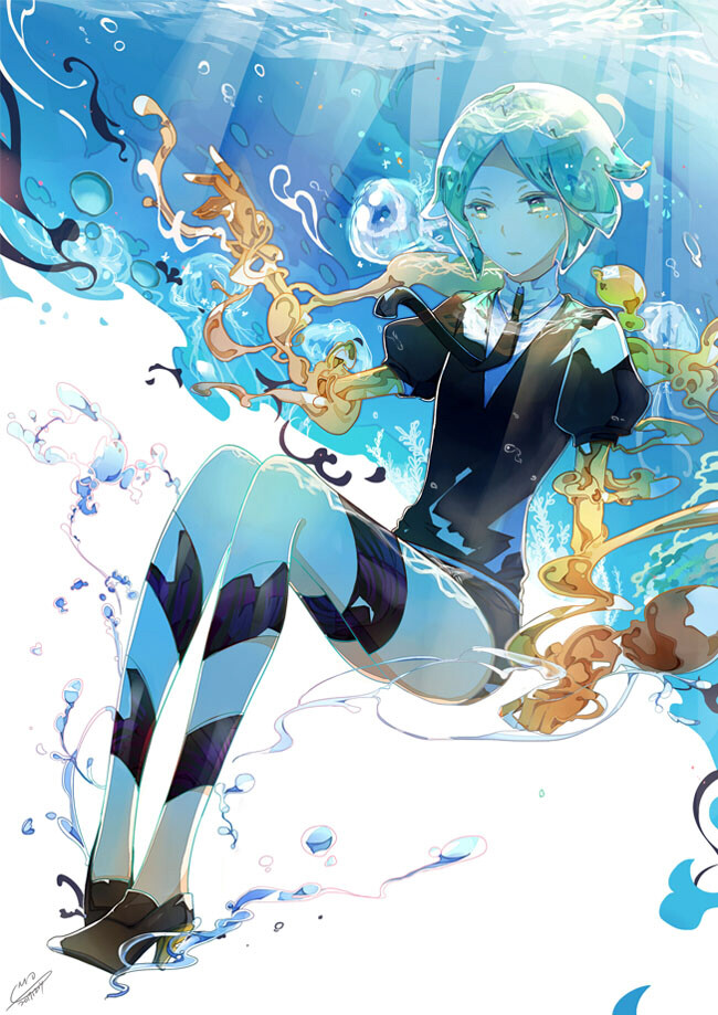 [宝石之国] phosphophyllite磷叶石 法斯(via p站id=1444298)