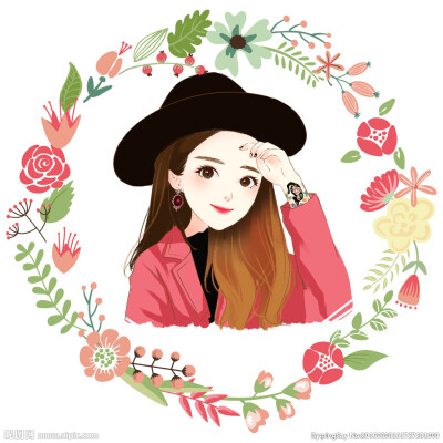 长发女生头像手绘