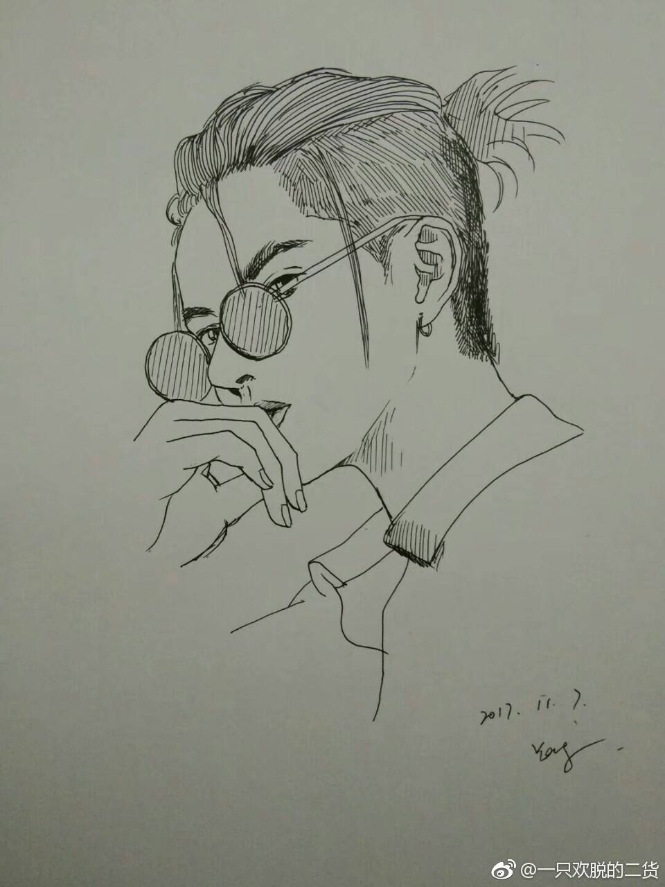 吴亦凡 手绘漫画 素描头像 卡通画