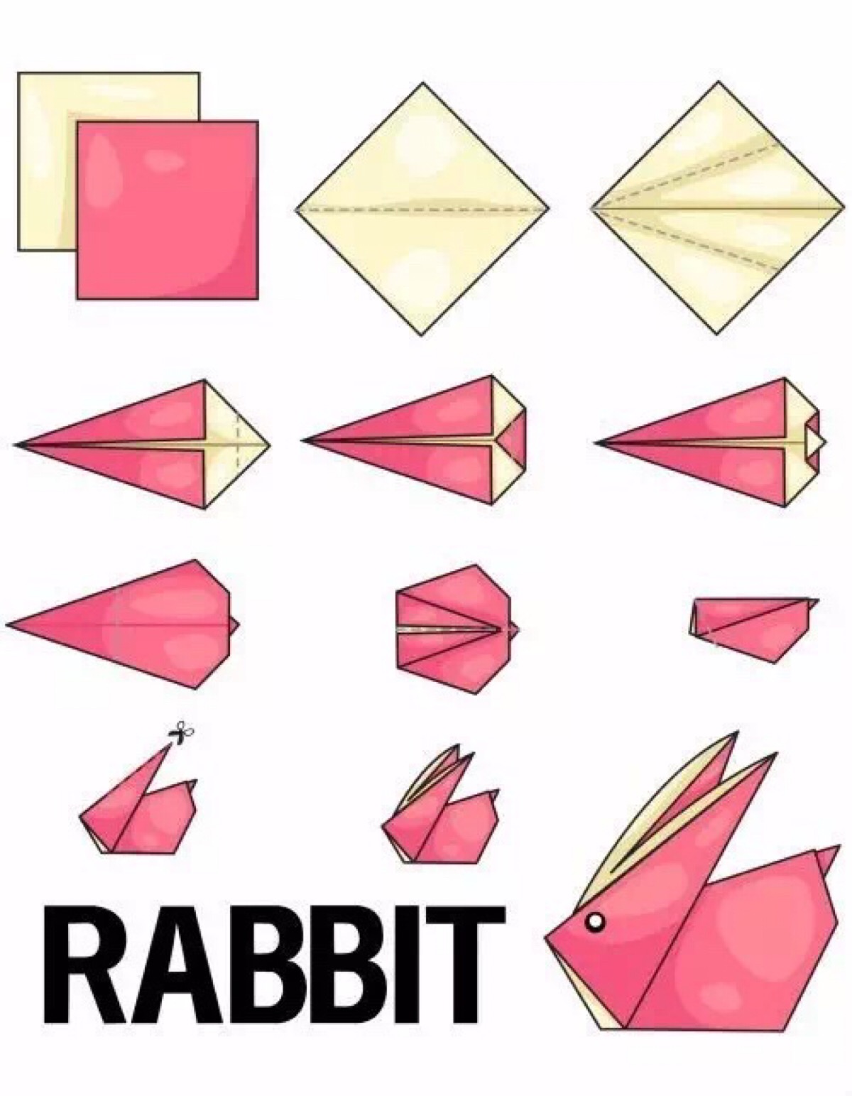 100个最简单的DIY折纸 小兔子怎么叠纸方法步骤教程╭★肉丁网