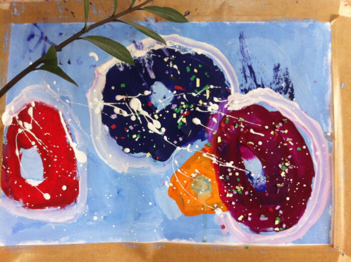 甜甜圈 三岁 儿童画 创意美术 食物 美食