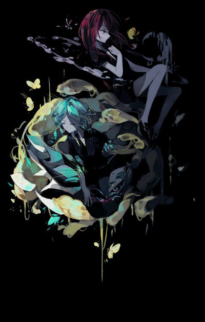宝石之国# 辰砂 青金石 钻石 紫水晶双子 宝石的光泽 画师:sheya 0