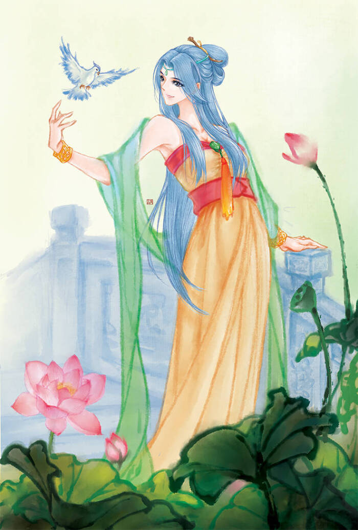 手绘古风女子虹猫蓝兔七侠传·蓝兔画师:画画的一颗蛋