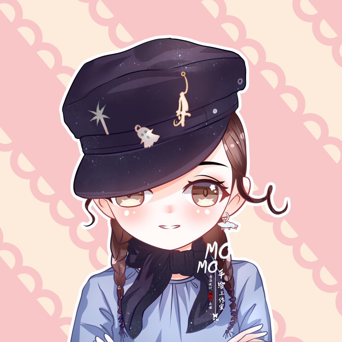 迪丽热巴 明星Q版手绘头像 壁纸 MOMO手绘工