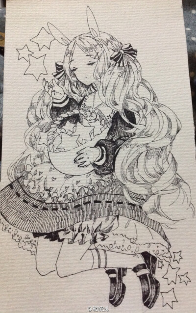 二次元 女孩子 线稿