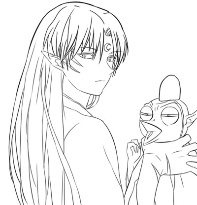 漫画卡通男线稿线描