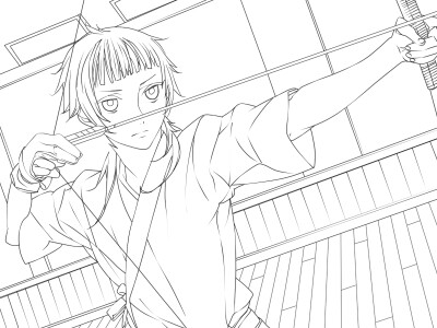 漫画卡通男线稿线描