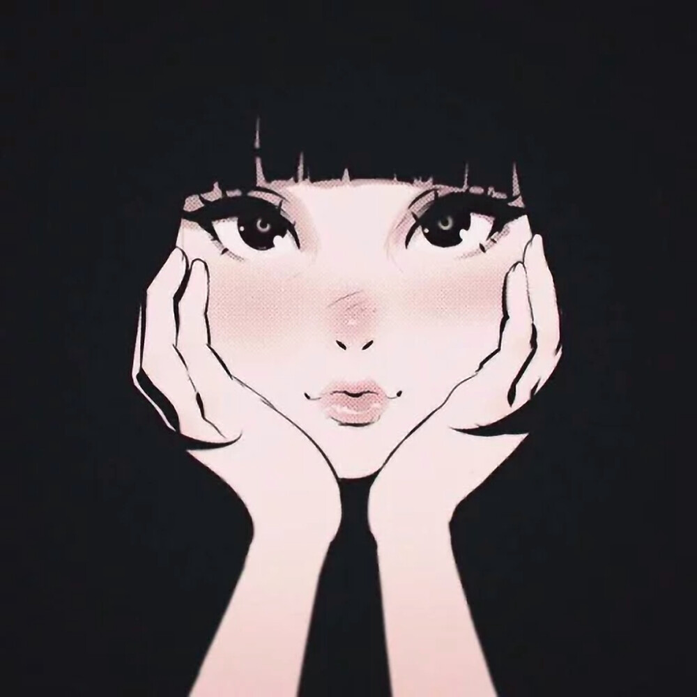 动漫头像 女生头像 插画 少女 黑色系头像【影】