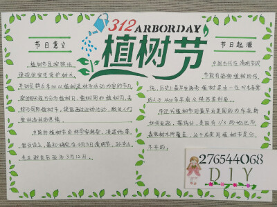 植树节小报,学生手抄报