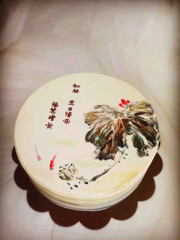 知秋2云在手绘中国风蛋糕
