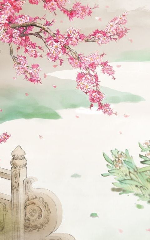 古风花朵免抠,png素材,复古,梅花,牡丹,月亮,水墨背景,国画,插画,图网