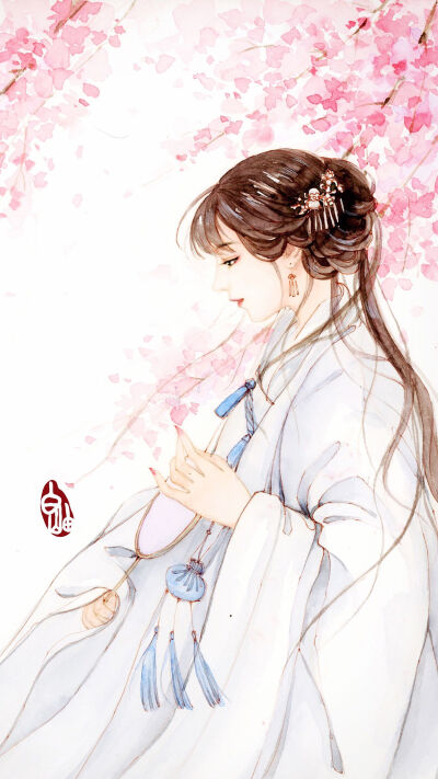 古风手绘壁纸人面不知何处去桃花依旧笑春风