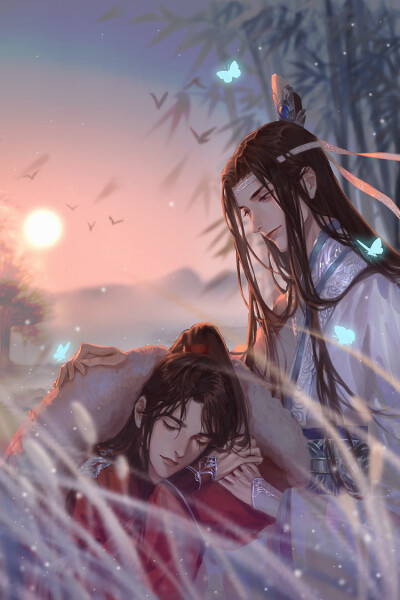蓝忘机##魏无羡# 绘师:暂时醒着的烟雨君