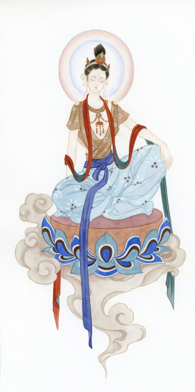 佛教壁画人物手绘图片