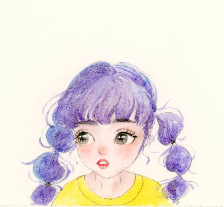 [cp]森系小清新女孩系列水彩插画 #插画分享# ‖via.