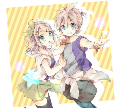 镜音铃 镜音连 rin len 从piapro上扒下来的 这个画风www太可爱了吧