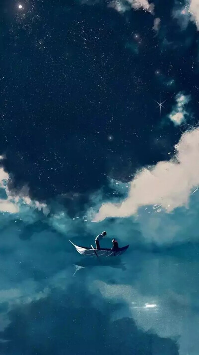 动漫壁纸星空高清风景蓝色 湖