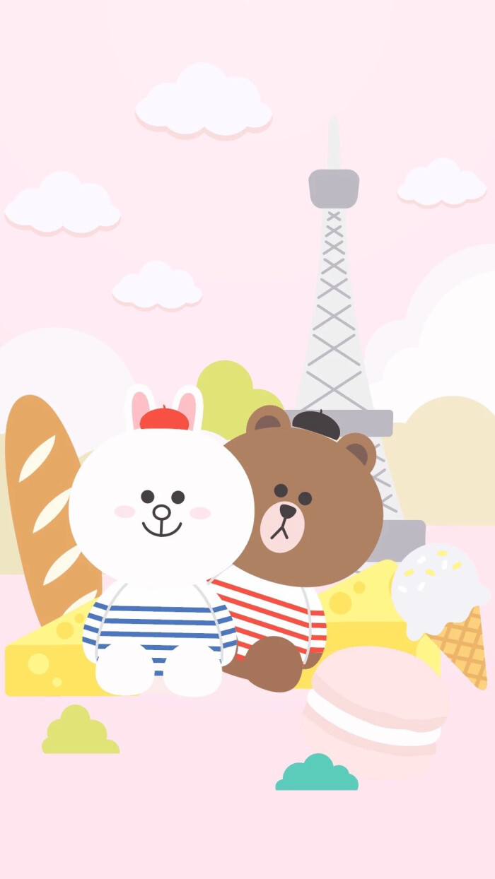 line friends 壁纸 iphone 可妮兔布朗熊 更多line friends壁纸请关注