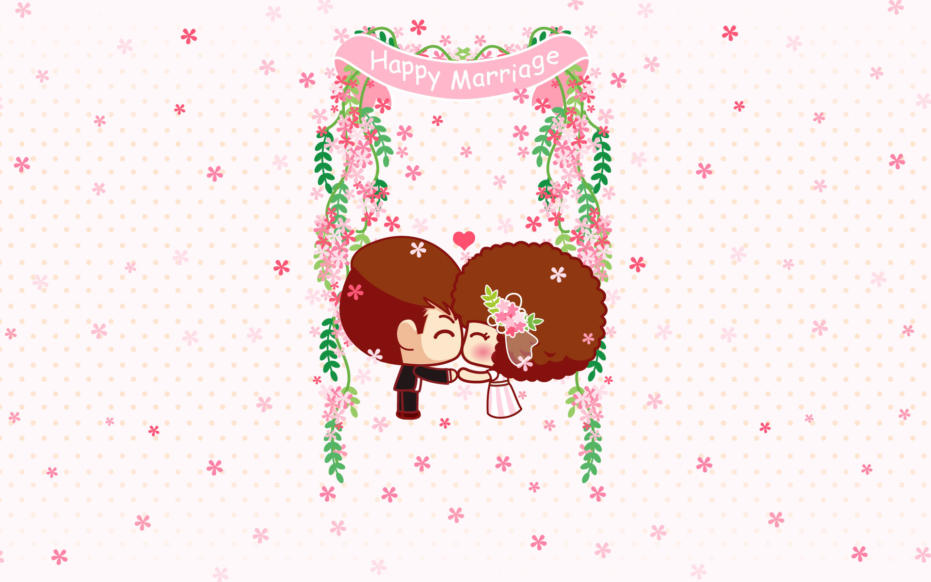 摩丝摩丝电脑插画壁纸～我们结婚啦～甜蜜西式婚礼