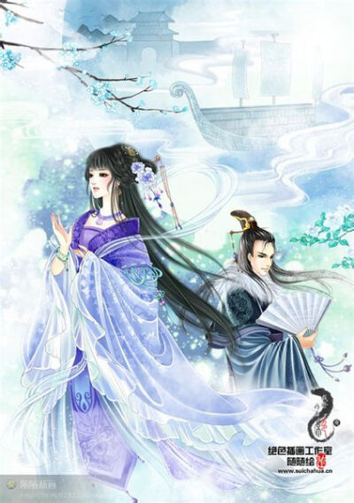 古风.素材.中国风.复古.人物背景.美人.少女.cp.双人.唯美.浪漫.插画.