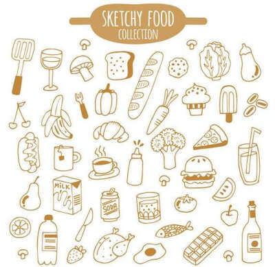 手账素材 食品 零食 菜 食物卡通手绘