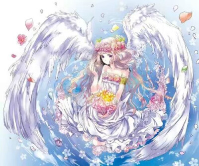二次元 少女 长卷发 翅膀