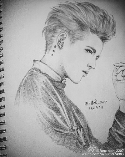 吴亦凡 kris 明星壁纸 男神帅哥 手绘漫画 素描卡通 人物头像 插画