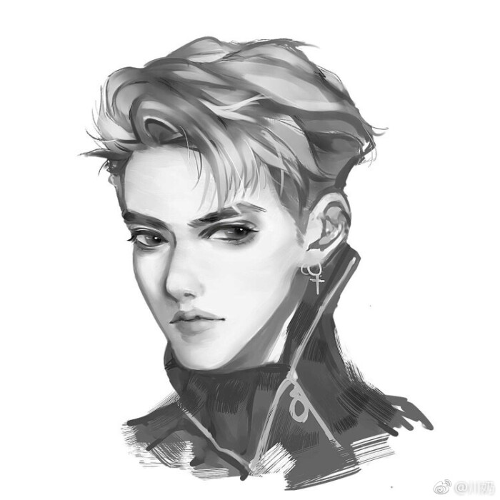吴亦凡kris 明星壁纸男神帅哥手绘漫画素描卡通人物头像插画绘画美男画像男头 堆糖 美图壁纸兴趣社区