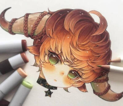 二次元意境动漫风景马克笔