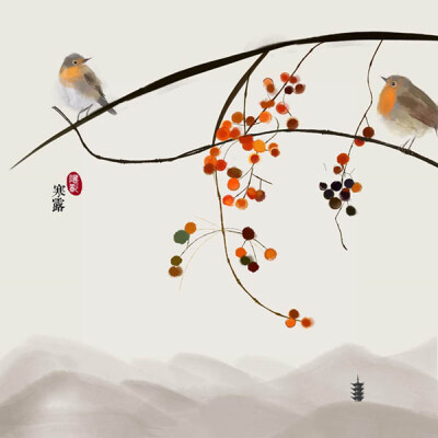 意境古典禅意24节气古风水墨画中式中国风古风插画