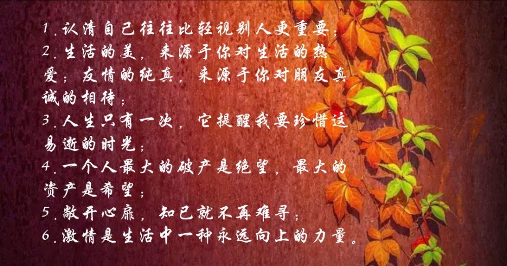 1.认清自己往往比轻视别人更重要