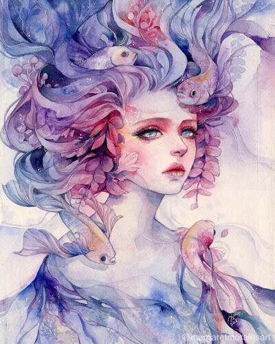 水彩 人物绘画 插画 插画师ins margaretmoralesart