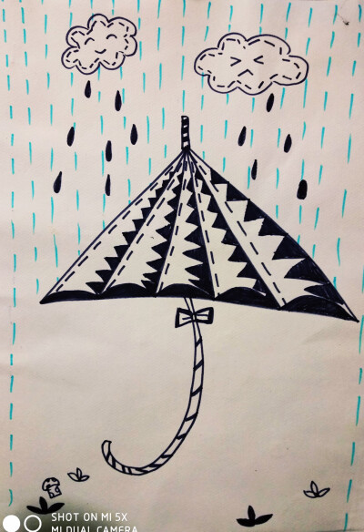 雨伞线描