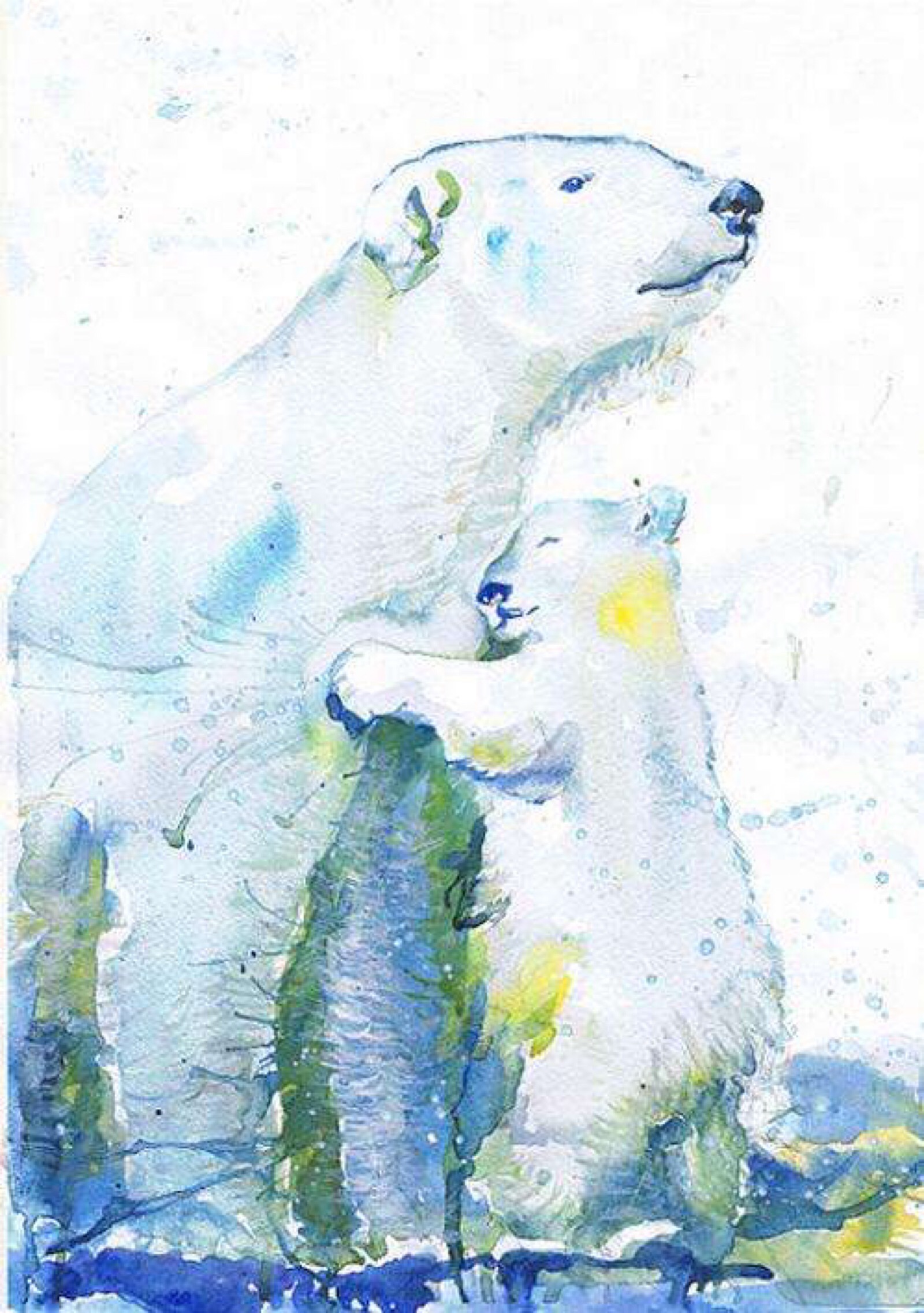 水彩 北极熊