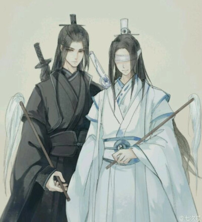 魔道祖师#双道长#晓星尘#宋岚#白衣古风男#黑衣古风男#眼盲 古风 男