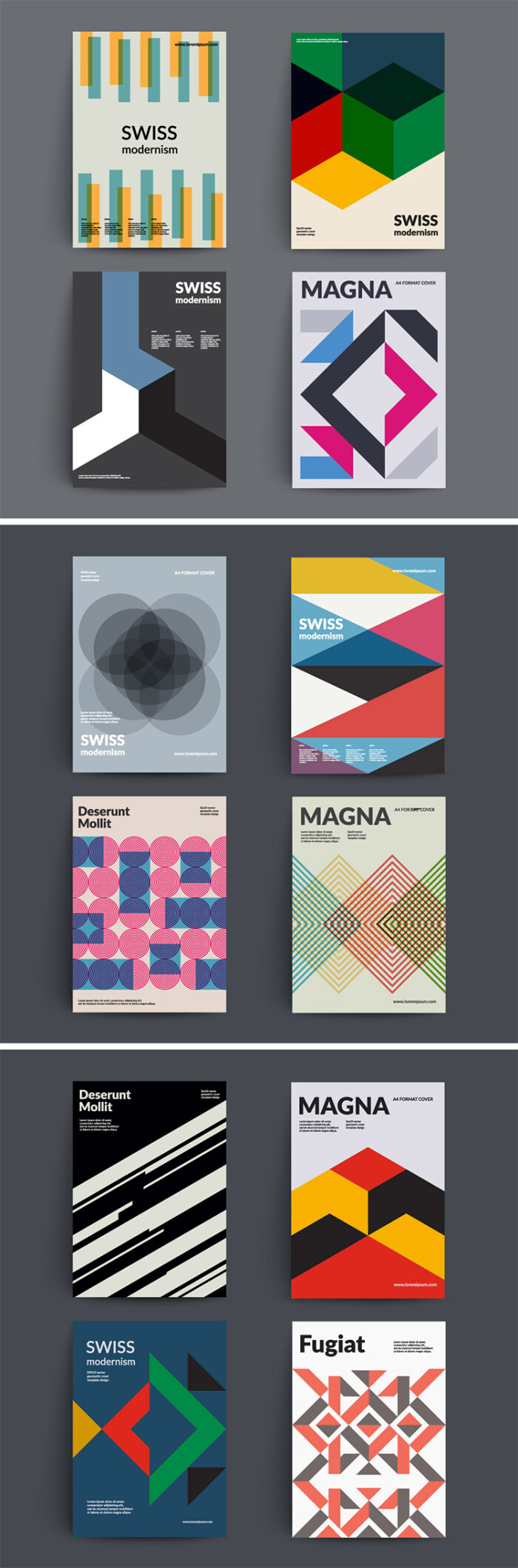 欧美几何创意潮流简约创意图案海报杂志封面传单精品设计矢量素材