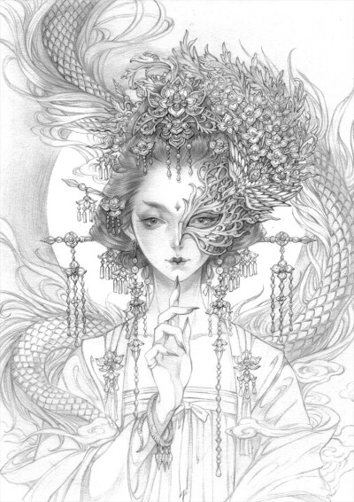 古戈力半面妆线稿