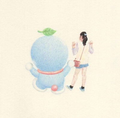 彩铅卡通人物场景画