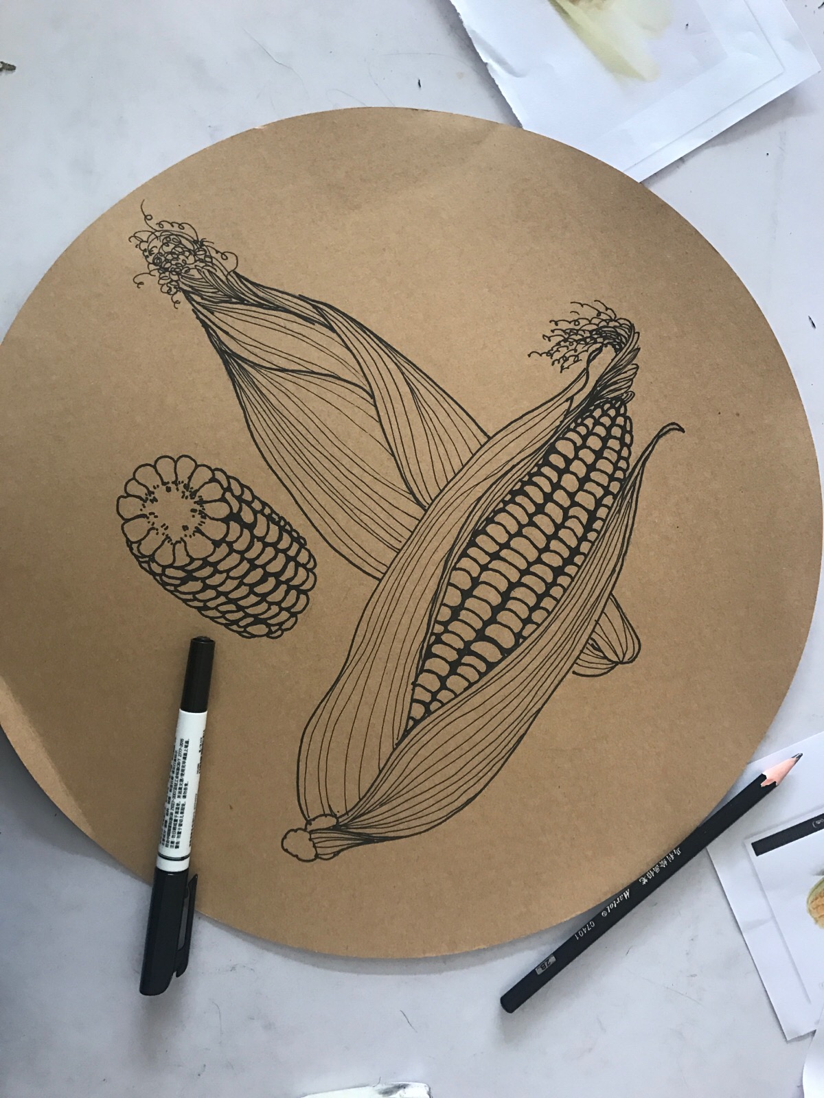 线描 儿童画 速写 静物 玉米 写生 - 堆糖，美图壁纸兴趣社区