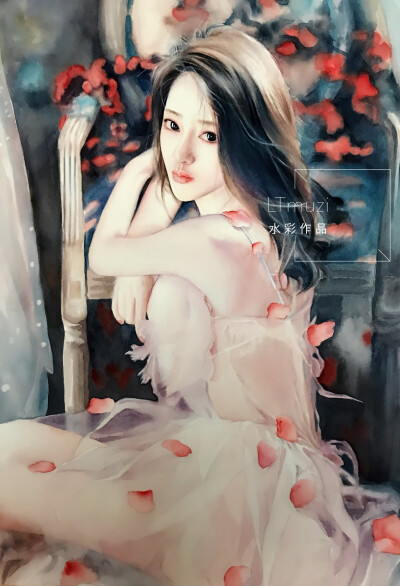 ltmuzi的手绘水彩美人 水彩插画写实水彩人物 唯美