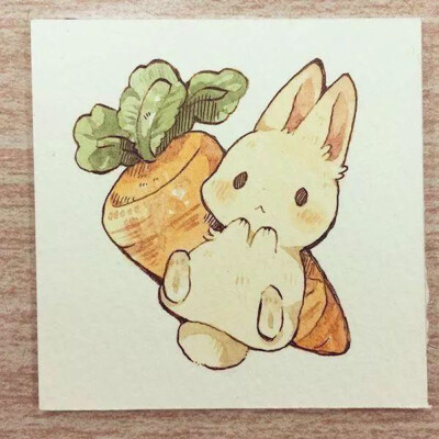 中秋月饼和兔子 手绘