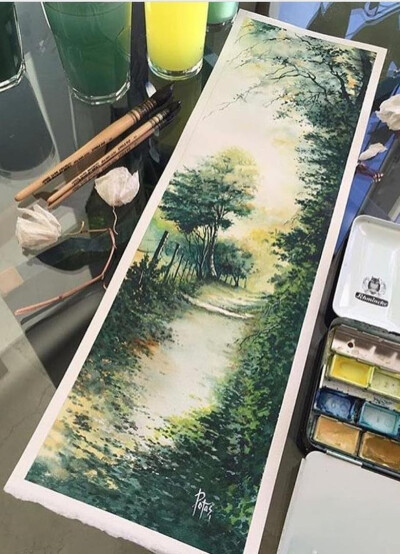 水彩 风景绘画 插画师ins@adempotas