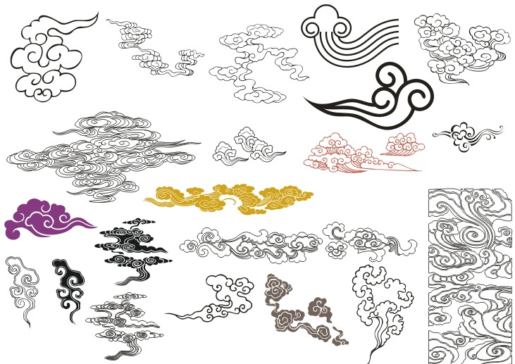 云纹[yún wén] 云纹,古代中国吉祥图案,象征高升和如意,应用较广.