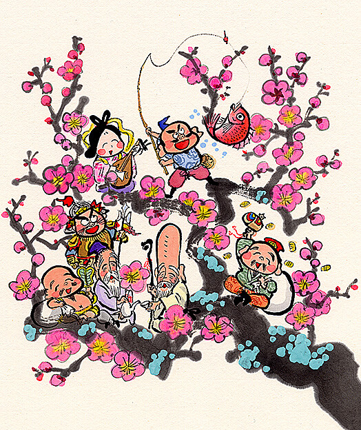 梅と七福神 堆糖 美图壁纸兴趣社区