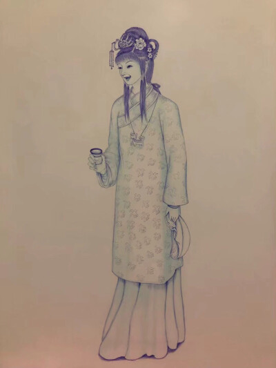 古风 手绘 彩铅 仕女