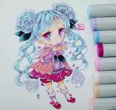 马克笔 动漫人物女 可爱细腻意境精致